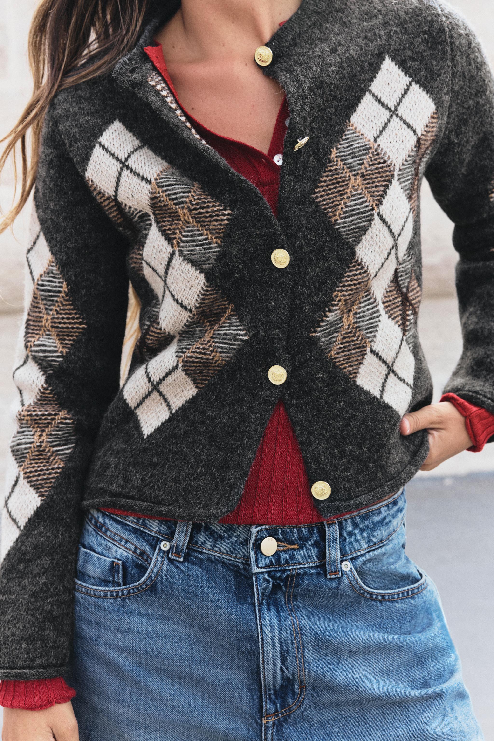 GILET EN MAILLE À LOSANGES